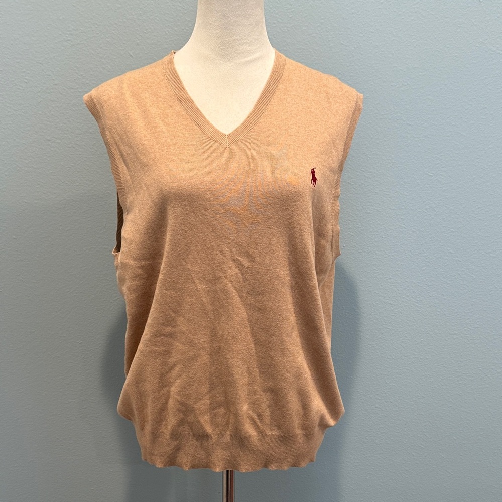 Polo Ralph Lauren Men's Pima Cotton Tan Sweater Vest Large